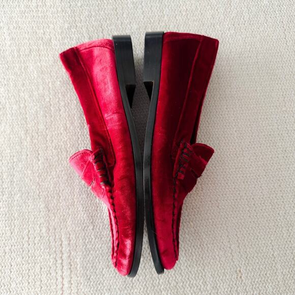 G.H. Bass Red Velvet Whitney Weejuns Loafer 8.5 Old Money Quiet Luxury Slide On - Picture 6 of 12